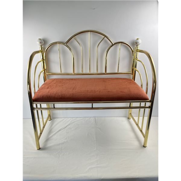 Brass Like Hallway Bench with Upholstered Seat