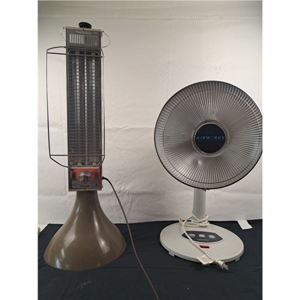 Vintage Boekamp Quartz Tower Space Heater &. Airworks Oscillating Heater Fan