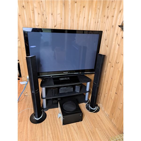 Panasonic TV with Stand and Speakers