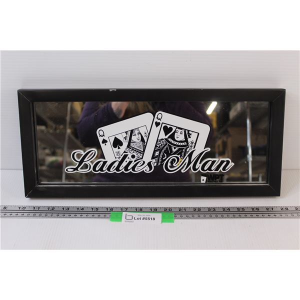 Ladies Man Mirror in Frame (Frame Needs Fixing) - 18" x 8"