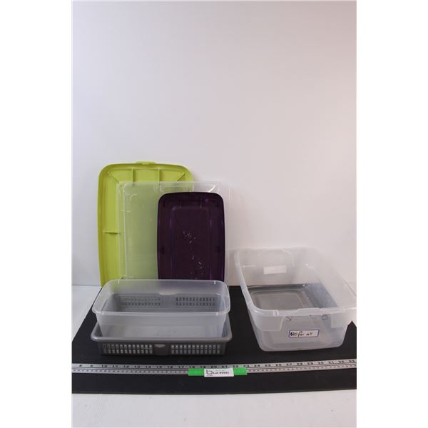 (3) Storage Containers & Lids (May Not Match Each Other)