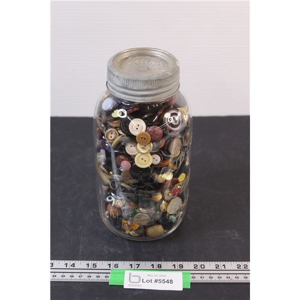 Imperial Glass Jar Full of Buttons - 9" Tall