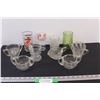 Image 1 : (4) Vintage Glass Glasses, (4) Glass Sundae Bowls, (2) Creamers