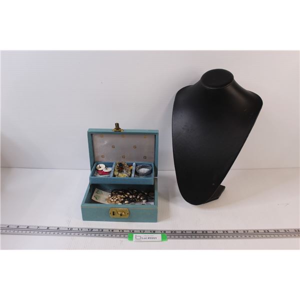 Necklace Jewelry Display, Vinyl Jewelry Box w/ Jewelry inside