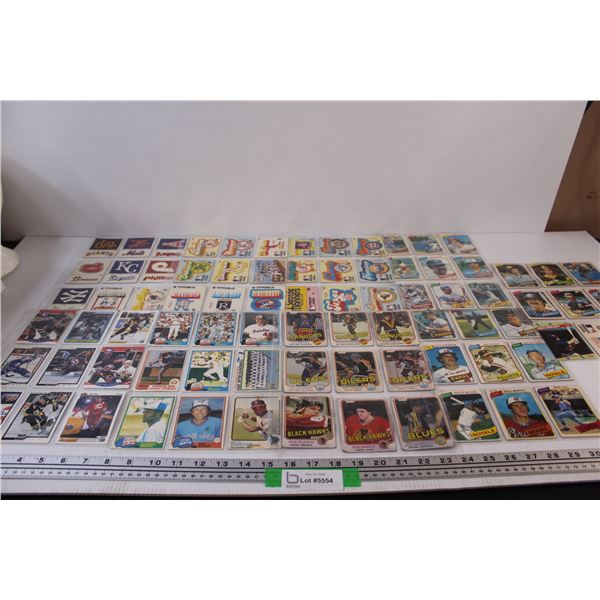 (9) Card Sleeves of Various Baseball Cards & Hockey Cards