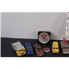 Image 3 : (6) Vintage Metal Car Toys, PetroCanada Rain Gauge & Clock