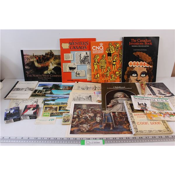 Lot of: Canadian History Books, Postcards, Vintage & Antique Informational Documents, Misc.
