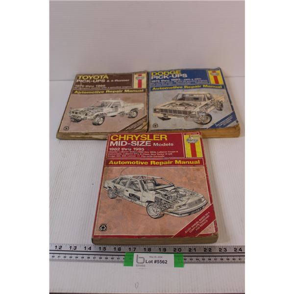 (3) Vehicle Manuals: Toyota 79-95, Dodge 74-93, Chrysler 82-95
