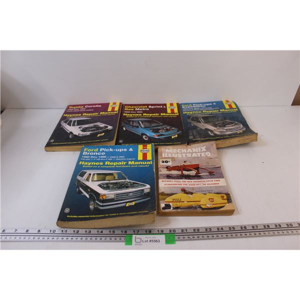 (5) Vehicle Manuals: Toyota 84-92, Chev 85-94, Ford 97-03, Ford 80-96, Mechanix Illustrated