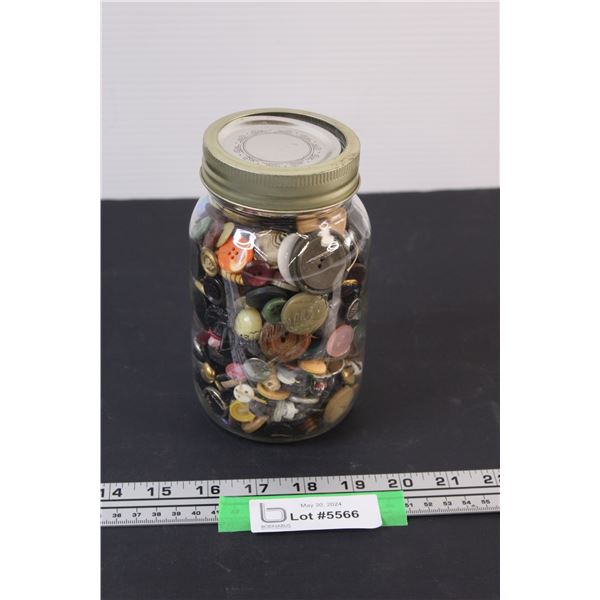 Dominion Canning Jar Filled w/Buttons - 6" Tall