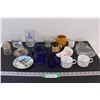 Image 1 : Lot of: (7) Cups & Mugs, Glass Insulator, Candlestick Holder, Ashtray, Misc.