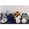 Image 4 : Lot of: (7) Cups & Mugs, Glass Insulator, Candlestick Holder, Ashtray, Misc.