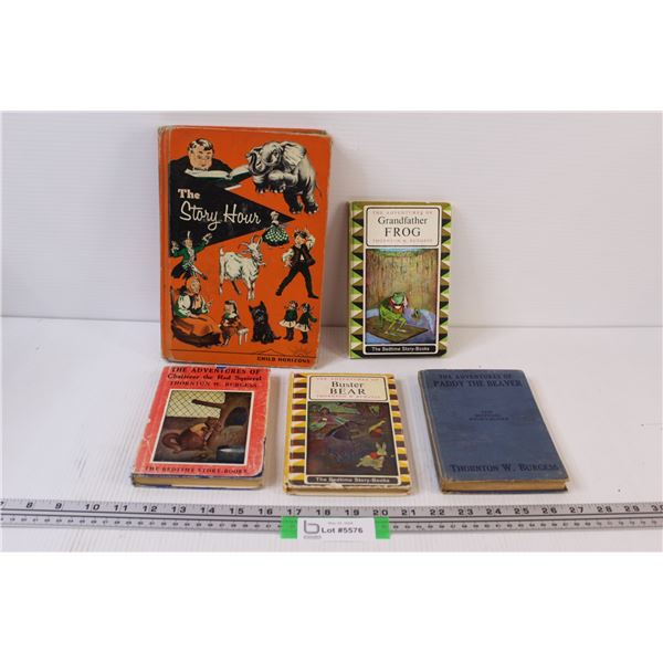 (5) Vintage Kids Books: Story Hour, Grandfather Frog, Buster Bear, Misc.