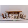 Image 1 : Wooden Towel Rack (20" Long), (7) Ceramic Figurines: Sheep, Dog, Kids