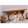Image 4 : Wooden Towel Rack (20" Long), (7) Ceramic Figurines: Sheep, Dog, Kids
