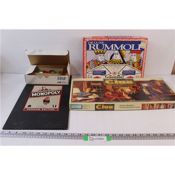 (3) Board Games: Monopoly, Clue, Rummoli (All Games As Is)