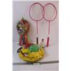 Image 1 : Lot of Kids Outdoor Toys/Activities: Water Inflatables, Badminton Rackets, Water Badminton