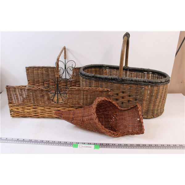 (3) Wicker Baskets Various Sizes