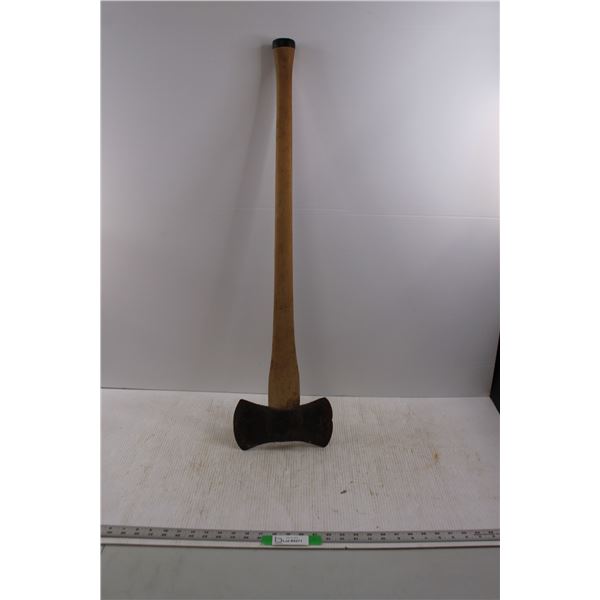Unmarked Double Bit Felling Axe- Ding on One Edge