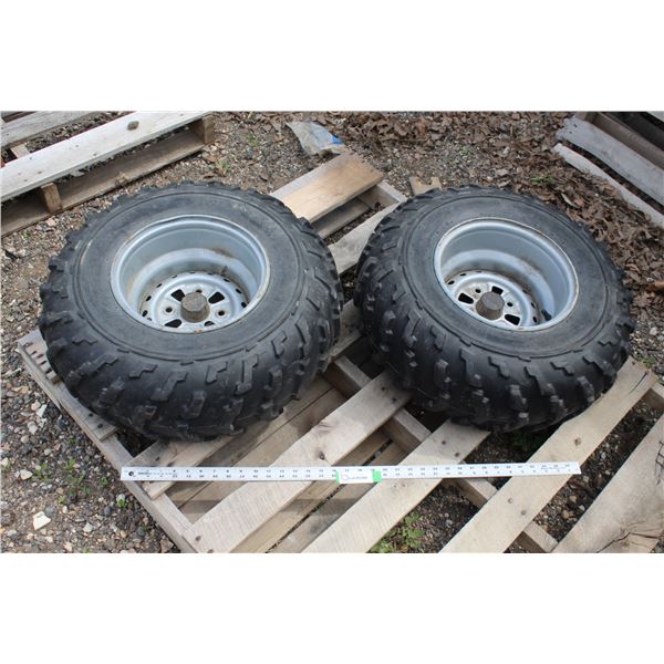 **(2) Honda ATV/UTV Rims w/ Bridgestone Dirt Hooks14 Tires (AT24x9-11)