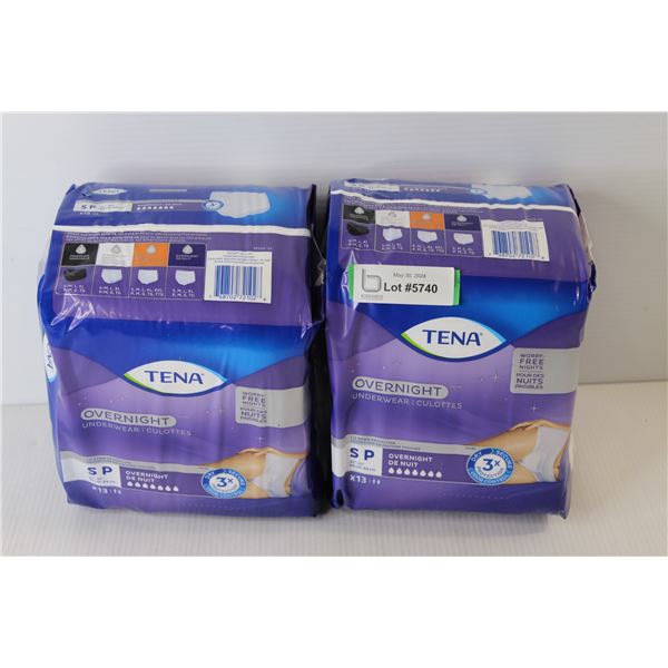 (2) Packs Tena Overnight Underwear - Size Small