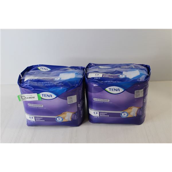 (2) Packs Tena Overnight Underwear - Size Small