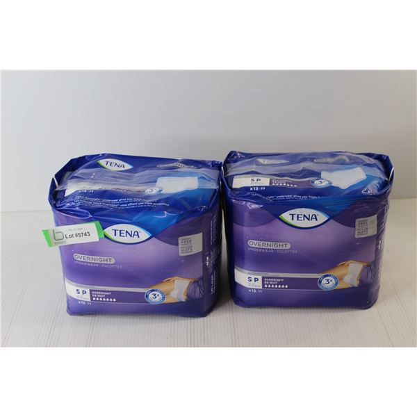 (2) Packs Tena Overnight Underwear - Size Small