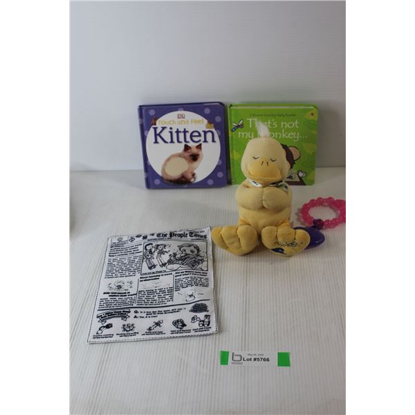 English and French Talking Duck Toy, Touch and Feel Books, Teething Toy