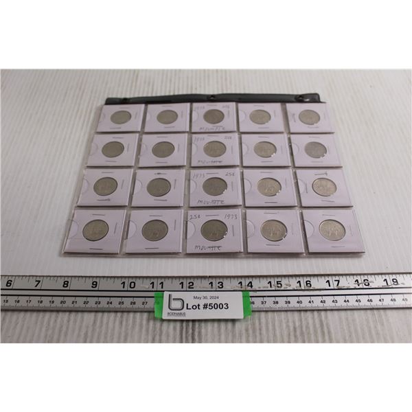 (20) Canadian 1973 Mountie 25 Cent Coins