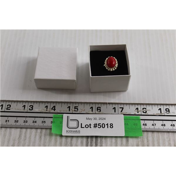 Sterling Silver Carnelian Ring - Size 6