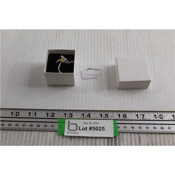 Sterling Silver Opal and Cubic Zirconia Ring - Size 6.25