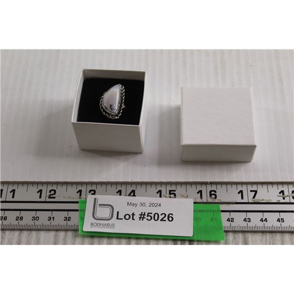 Sterling Silver Dendritic Opal Ring - Size 7.75