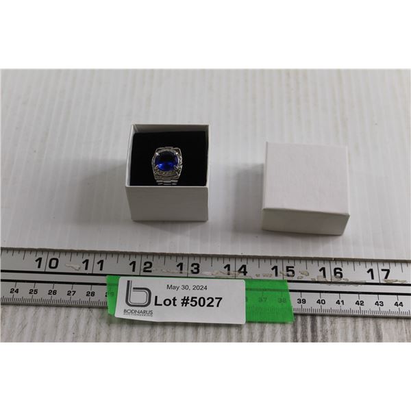 Silver Blue Stone Men's Ring - Size 10
