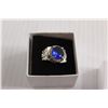 Image 2 : Silver Blue Stone Men's Ring - Size 10