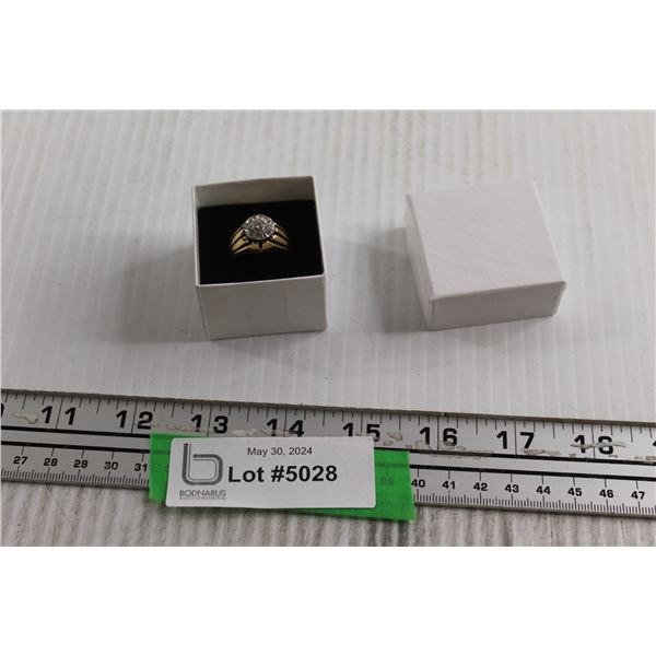 Gold Tone Men's Zircon Ring - Size 10