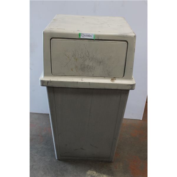 *White Rubbermaid Commercial Indoor/Outdoor Dual Chute Garbage Bin - 21" x 21" x 42" H
