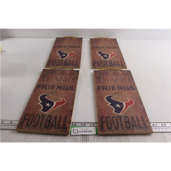 (4) Houston Texans Wooden Placards - 6" x 12"