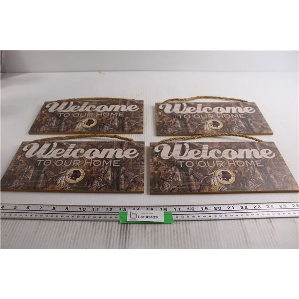 (4) Washington Redskins Wooden Placards - 12" x 6"