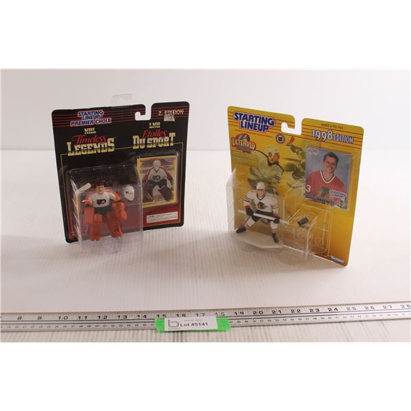 (2) Starting Lineup Hockey Figurines -Doug Gilmoure, Bernie Parent, Sealed