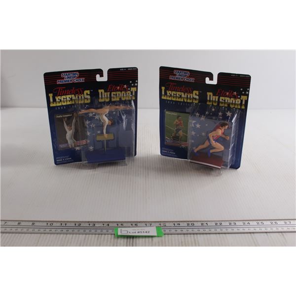 (2) Starting Lineup Timeless Legends Figurines - Bruce (Caitlyn) Jenner, Nadia Comaneci, Sealed