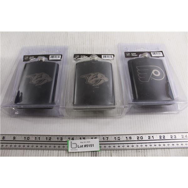 (3) NHL Flasks - Sealed