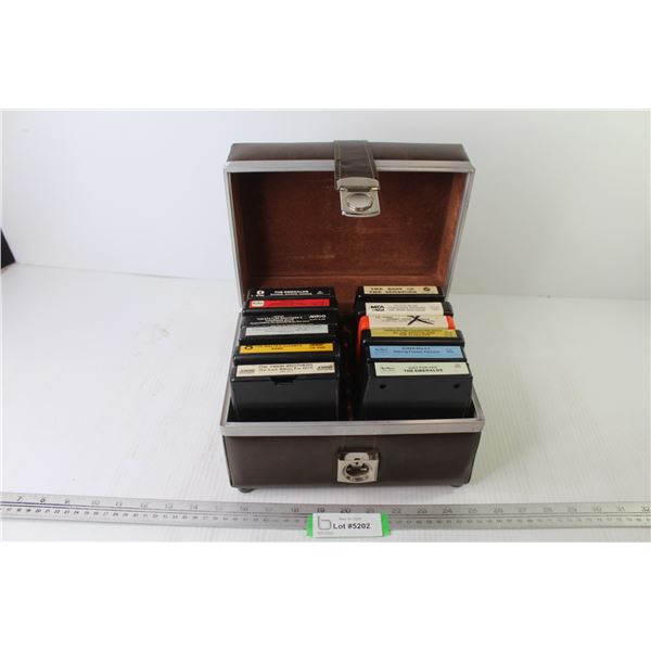 (12) 8 Track Tapes in Vintage Case - The Moms & Dads - Senators - The Tibor Brothers - The Emeralds 
