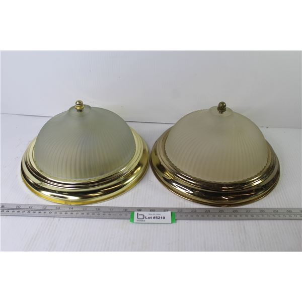 (5) Used Brass & Glass Ceiling Lights