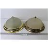 Image 1 : (5) Used Brass & Glass Ceiling Lights