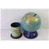 Image 6 : Vintage Tin Bank Globe (has dent) - (2) Empty Geometry Tins - Business Card Folders - Vintage Tin Ma