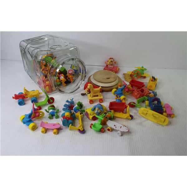 Glass Jar w/Wooden Lid - McDonald's Toys