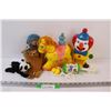 Image 1 : (7) Lot of Toys: 3 - Small Stuffies; Plastic Rocking Horse; 2 - Ratels; Plastic Clown