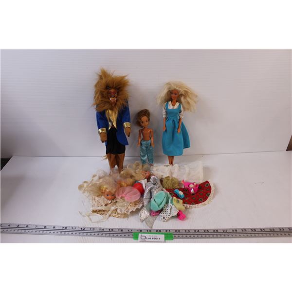 (10+) Beauty & The Beast Ken Doll; Misc. Barbie Style Clothes & Accessories