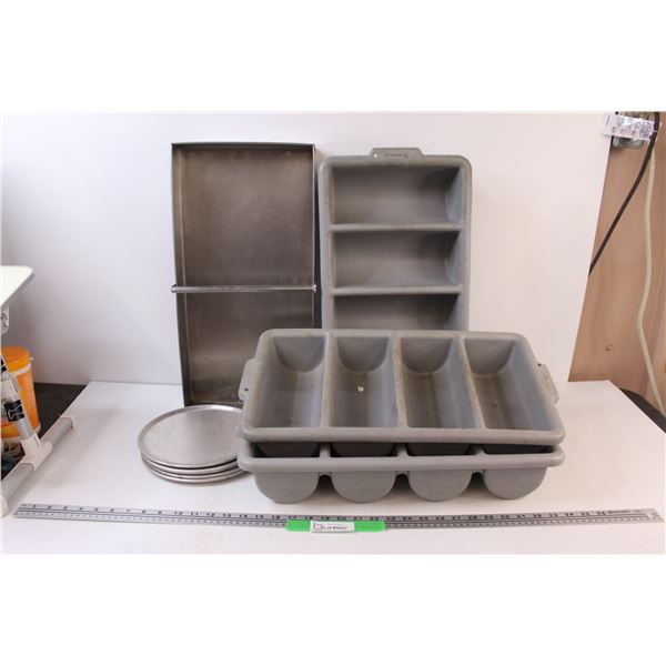 (10) Restaurant Equipment: 3 - Rubbermaid Utensil Tray; 6 - Small Aluminum Pans
