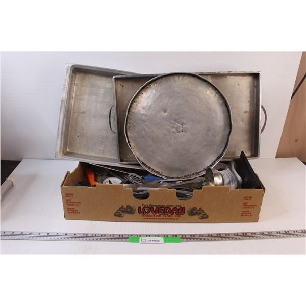 (20+) Restaurant Equipment: 3-Large Oven Pans & 15+ Restaurant Utensils